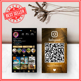 Gold & Black Instagram LUXURY Metal QR Code Visitenkarte