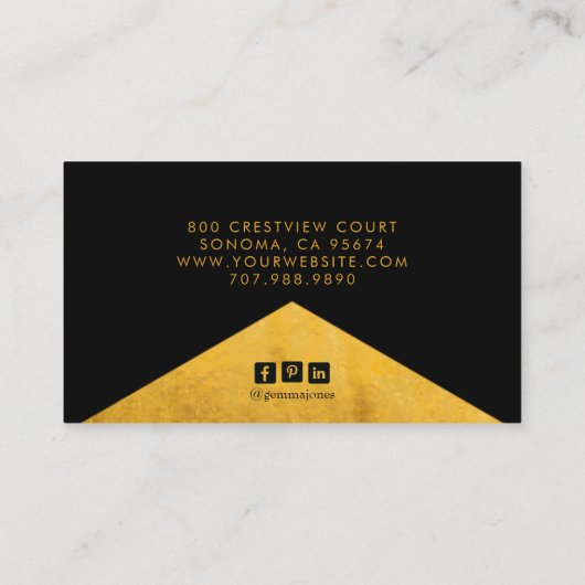 Gold Black Jewelier Designer Imitate Gold Foil Edg Visitenkarte (Rückseite)