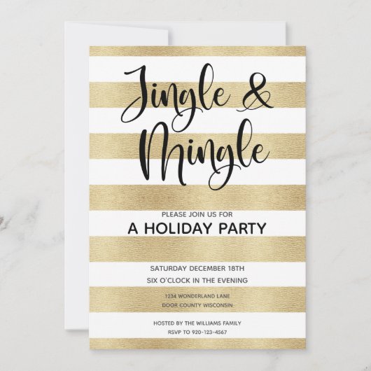Gold Black Jingle und Mingle Holiday Party Einladung (Vorderseite)