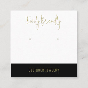 Gold Black Juwelier Earring Display Business Card Quadratische Visitenkarte