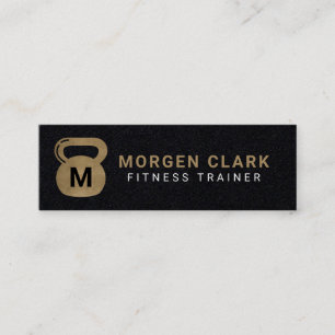 Gold & Black Kettlebell Personal Fitness Trainer Mini Visitenkarte