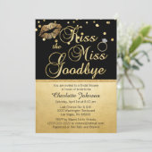 Gold Black Kiss - Miss Goodbye Brautparty Einladung (Stehend Vorderseite)
