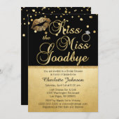 Gold Black Kiss - Miss Goodbye Brautparty Einladung (Vorne/Hinten)
