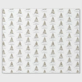 Gold Black Künstlerisch Tree Muster Name Frohe Wei Geschenkpapier (Flach)