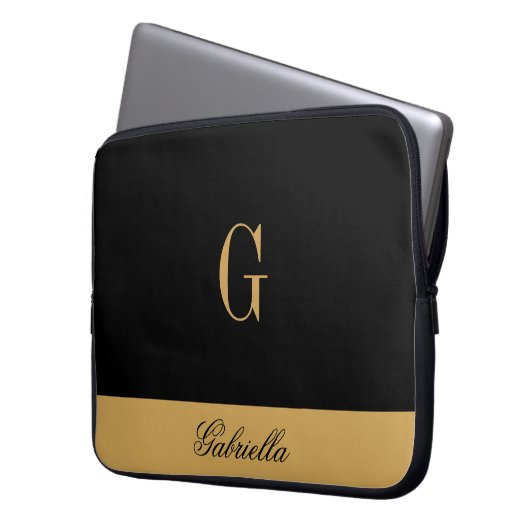 Gold Black Laptopschutzhülle (Vorderseite Links)