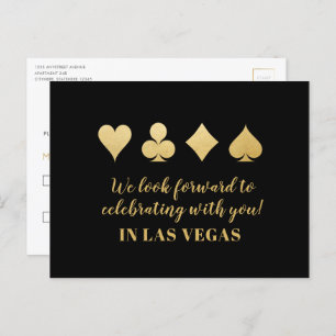 Gold Black Las Vegas Wedding RSVP Response Card Ankündigungspostkarte