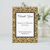 GOLD BLACK LEOPARD DESIGN THANKYOU CARD EINLADUNG (Stehend Vorderseite)