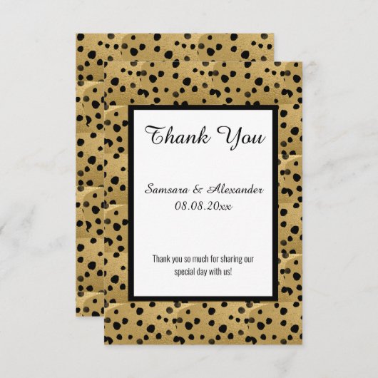 GOLD BLACK LEOPARD DESIGN THANKYOU CARD EINLADUNG (Vorne/Hinten)