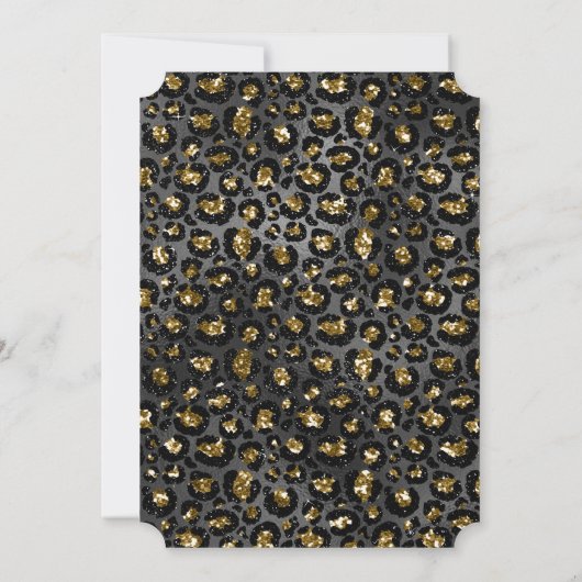 Gold Black Leopard Glitzer Einladung (Rückseite)