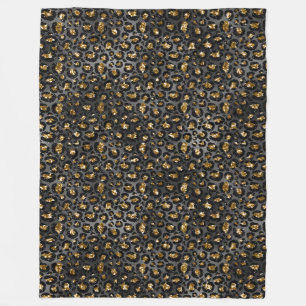 Gold Black Leopard Glitzer Fleecedecke
