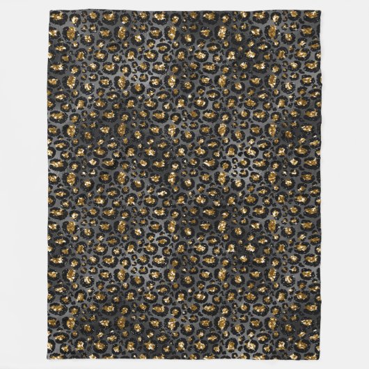 Gold Black Leopard Glitzer Fleecedecke (Vorderseite)