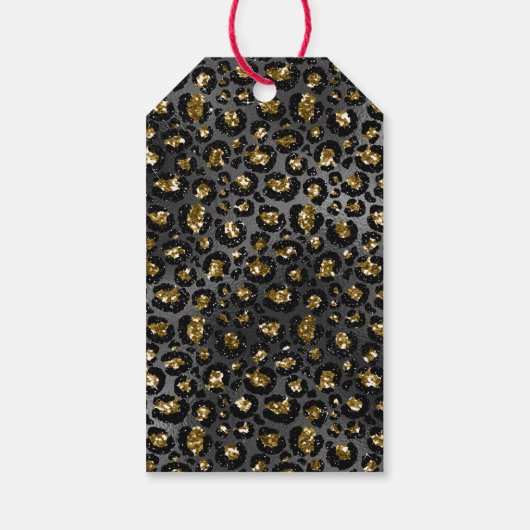 Gold Black Leopard Glitzer Geschenkanhänger (Rückseite)