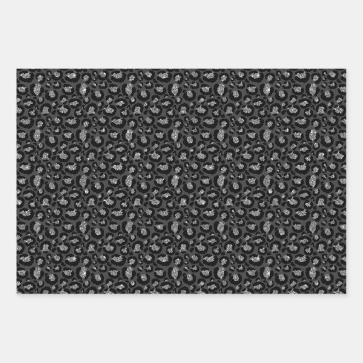 Gold Black Leopard Glitzer Geschenkpapier Set (Vorderseite 3)
