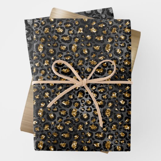 Gold Black Leopard Glitzer Geschenkpapier Set (Beispiel)