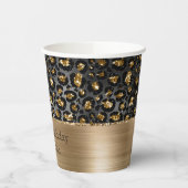 Gold Black Leopard Glitzer Pappbecher (Links)