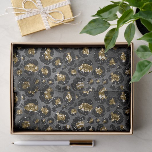 Gold Black Leopard Glitzer Seidenpapier (Geschenk)