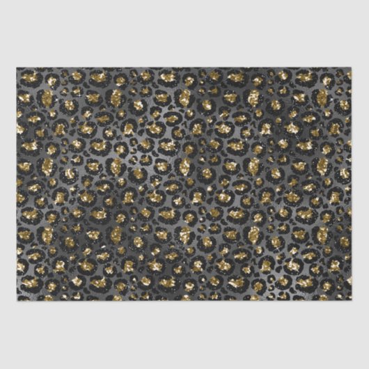 Gold Black Leopard Glitzer Seidenpapier (Vorderseite)