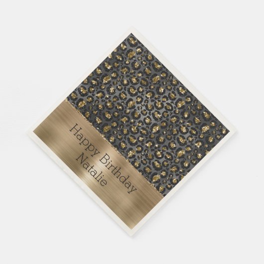 Gold Black Leopard Glitzer Serviette (Ecke)