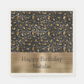 Gold Black Leopard Glitzer Serviette (Vorderseite)
