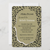 Gold Black Leopard Print Baby Dusche Einladung (Rückseite)