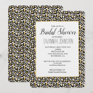 Gold Black Leopard Print Brautparty Einladung
