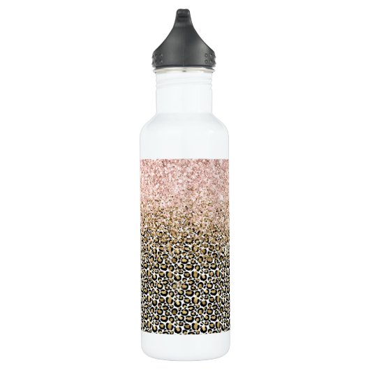 Gold Black Leopard Print Glitz Edelstahlflasche (Rechts)