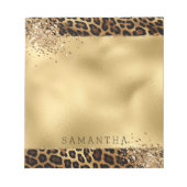Gold Black Leopard Print Glitzer Notizblock (Vorderseite)