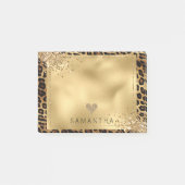 Gold Black Leopard Print Glitzer Post-it Klebezettel (Vorderseite)
