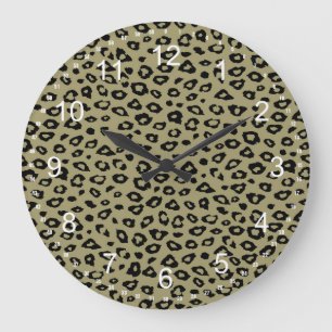 Gold Black Leopard Print Große Wanduhr