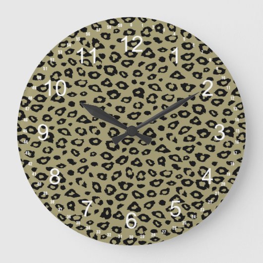 Gold Black Leopard Print Große Wanduhr (Vorderseite)
