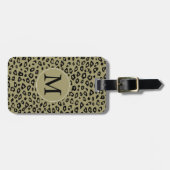 Gold Black Leopard Print Monogram Gepäckanhänger (Vorderseite horizontal)