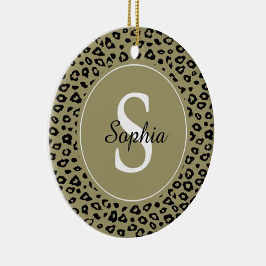 Gold Black Leopard Print Monogram Keramikornament (Rechts)