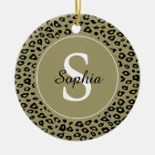 Gold Black Leopard Print Monogram Keramikornament (Vorne)