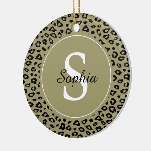 Gold Black Leopard Print Monogram Keramikornament (Links)