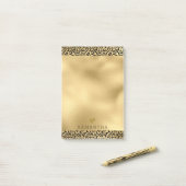 Gold Black Leopard Print Personalisiert Post-it Klebezettel (Auf Schreibtisch)