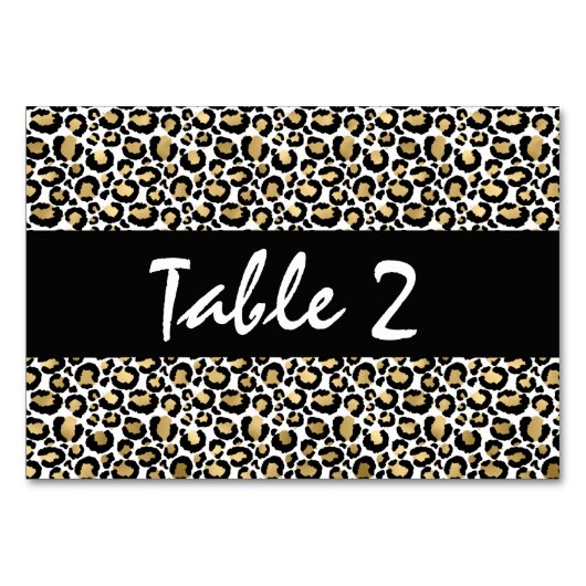 Gold Black Leopard Print Tischnummer (Vorderseite)