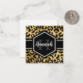 Gold Black Leopard Spots Monogram Note Card Mitteilungskarte (Vorderseite/Rückseite Beispiel)