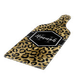 Gold Black Leopard Spots Monogram Paddel Schneidebrett (Ecke)