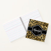 Gold Black Leopard Spots Monogram Square Notizblock (Innenseite)