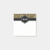 Gold Black Leopard Spots Monogram Square Post-it Klebezettel (Vorderseite)