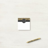 Gold Black Leopard Spots Monogram Square Post-it Klebezettel (Auf Schreibtisch)