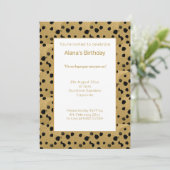 GOLD BLACK LEOPARD TIERDRUCK GEBURTSTAG EINLADUNG (Stehend Vorderseite)