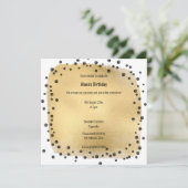 GOLD BLACK LEOPARD TIERE DIAMOND SQUARE GEBURTSTAG EINLADUNG (Stehend Vorderseite)