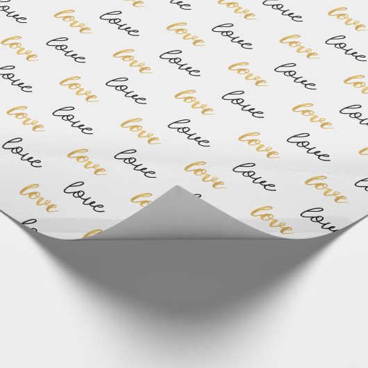 Gold Black Liebe Geschenkpapier (Ecke)