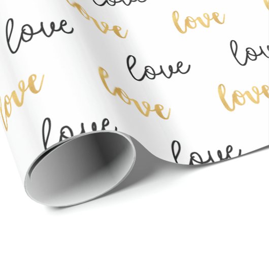 Gold Black Liebe Geschenkpapier (Rolleneckpunkt)