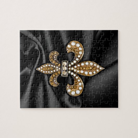 Gold Black Lilie Satin Jewel Puzzle (Horizontal)