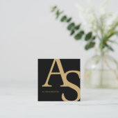 Gold Black Logo initials bold makeup qr code Quadratische Visitenkarte (Stehend Vorderseite)