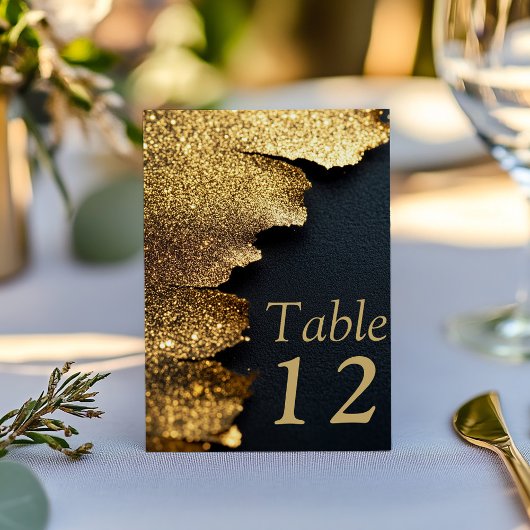Gold Black Luxe Elegante Wedding Tischnummer Card