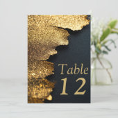 Gold Black Luxe Elegante Wedding Tischnummer Card (Stehend Vorderseite)