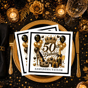 Gold Black Luxe Glanz Fünfzig Und Fantastisch Gebu Serviette